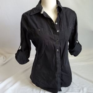 Converse One Star Button Up Shirt - Black M